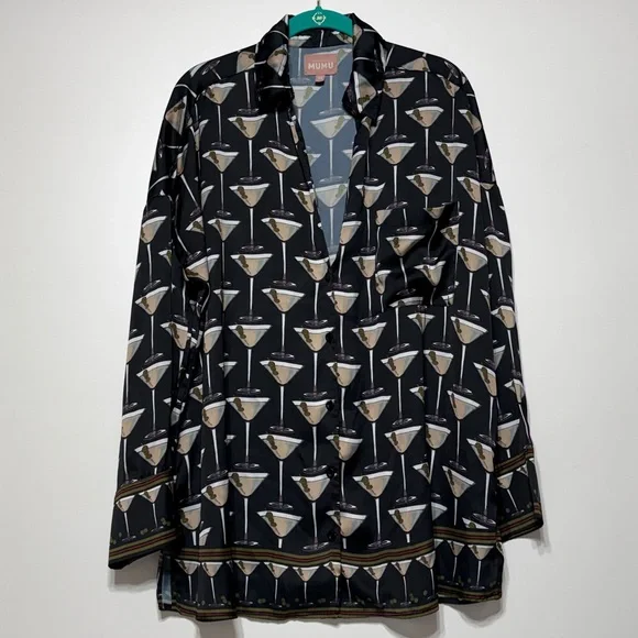 Show Me Your Mumu Overslept Pj Set in the Extra Dirty Martini Silky Print - Picture 3 of 17